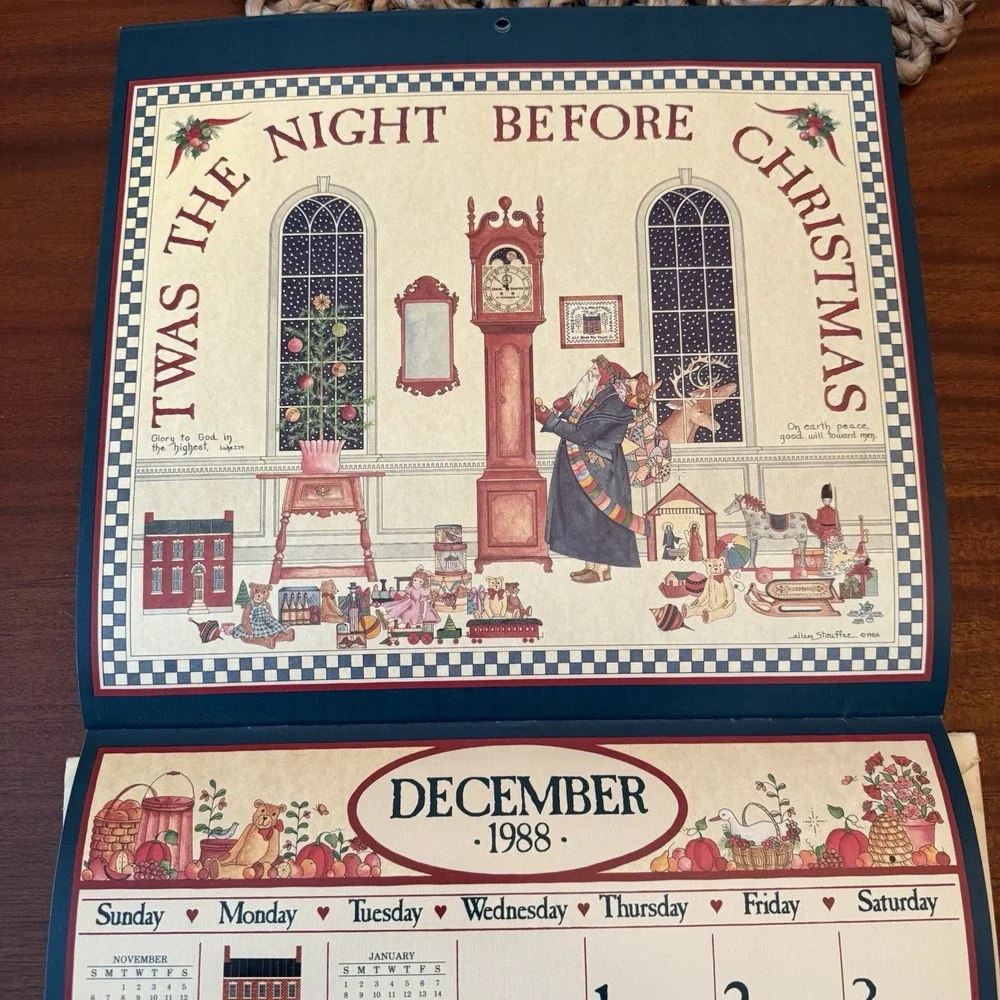 1988 Country Sampler Calendar – 12x12 – Folk Art Cottagecore‎ Grannycore